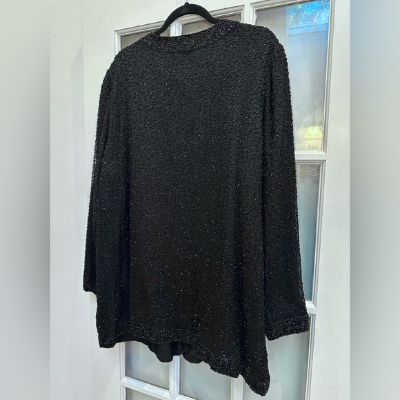 Vintage Stenay 80’s 100% Silk Black Beaded Sequin Evening Jacket Plus Size 3X - Picture 4 of 14